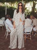 Lillian Wide Leg Pant Ecru/Black Polka Dot