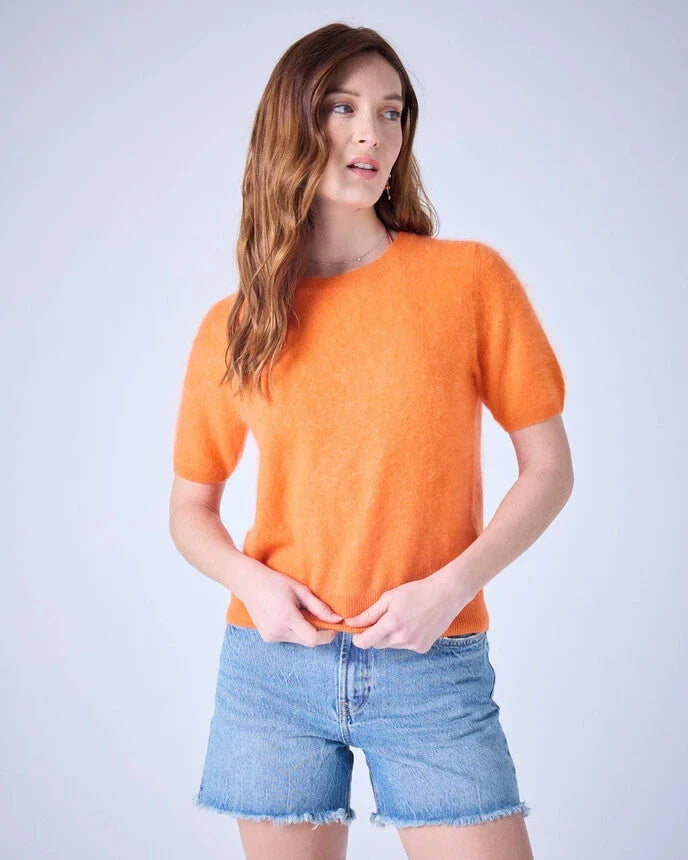 Amaya Brushed Cashmere Round Neck Sweater Tumeric