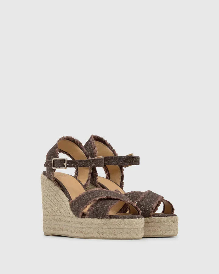 Bromelia Espadrille Metallic Linen Marron/Oro