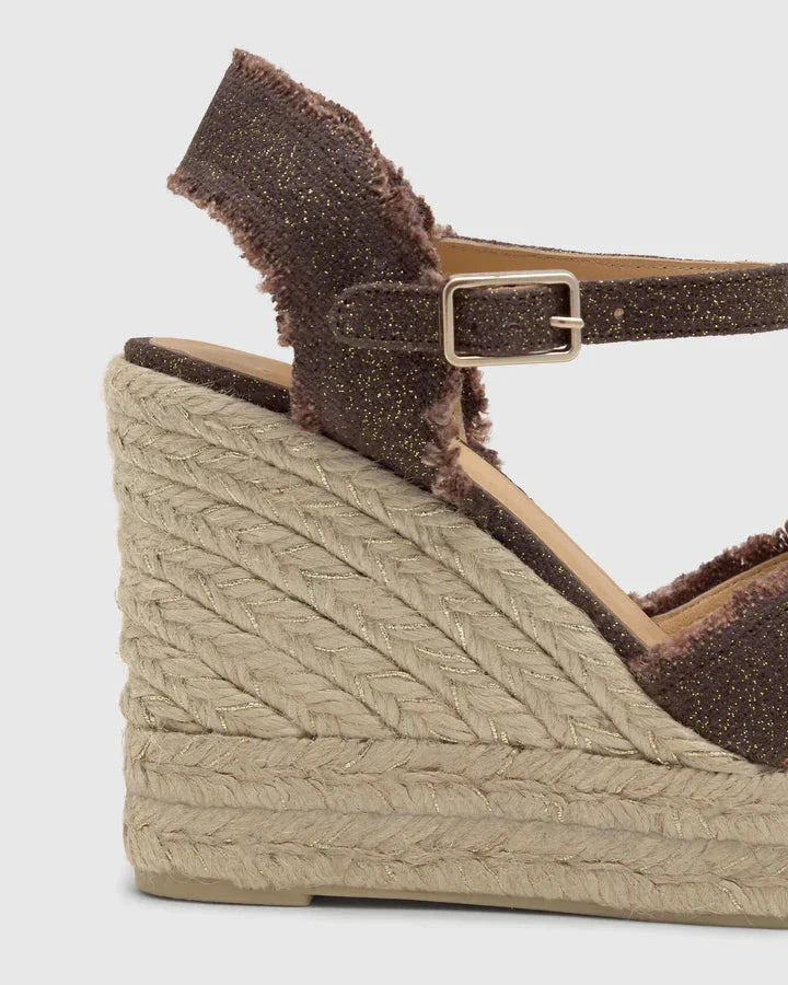Bromelia Espadrille Metallic Linen Marron/Oro