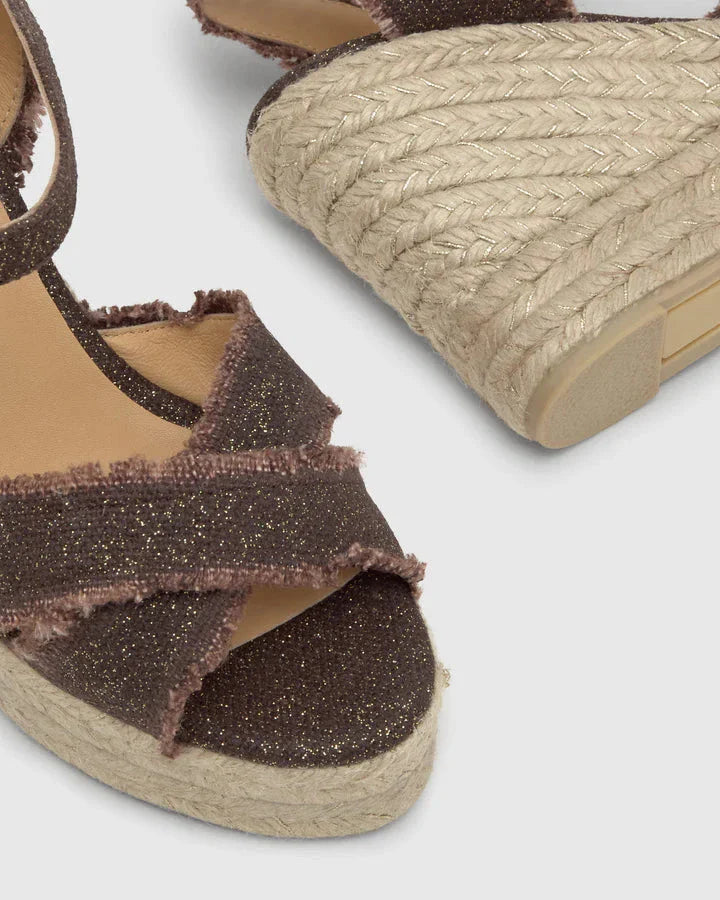Bromelia Espadrille Metallic Linen Marron/Oro