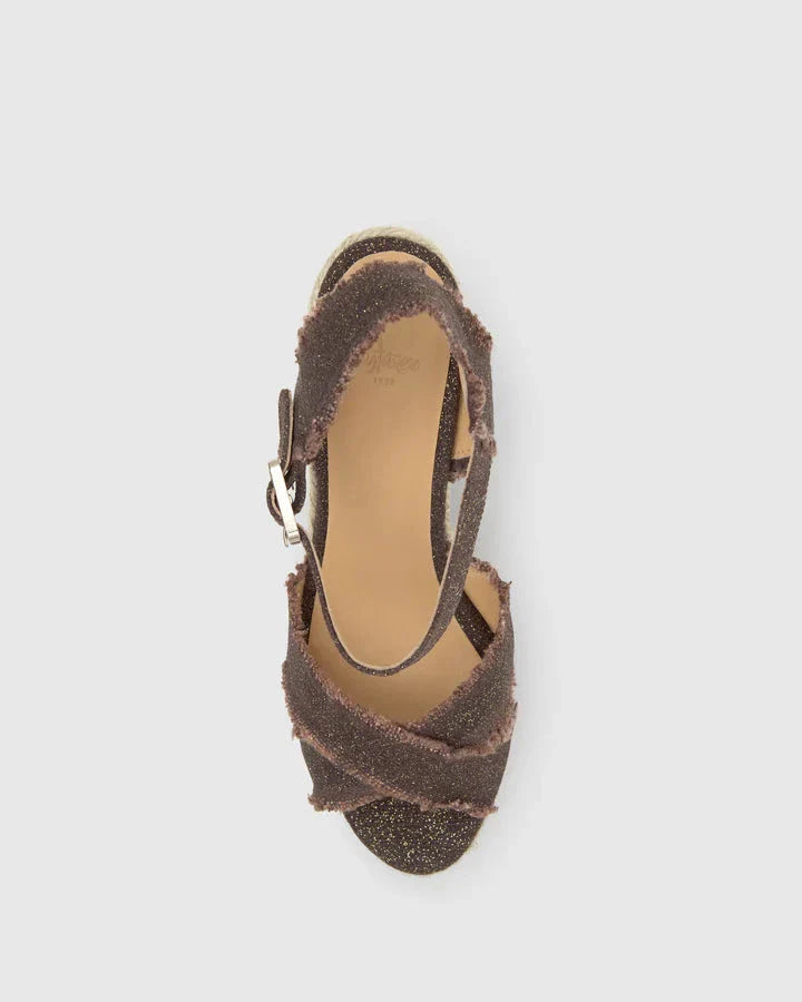 Bromelia Espadrille Metallic Linen Marron/Oro