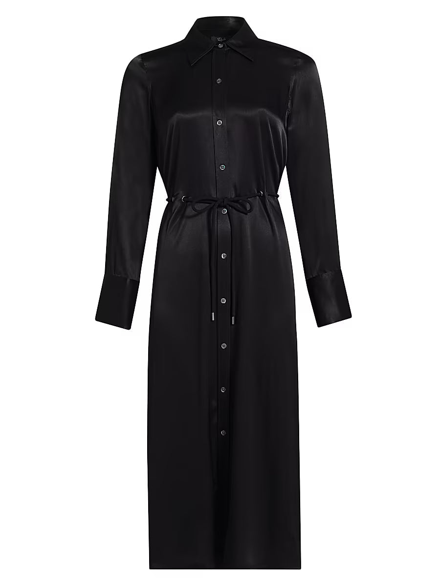 Anina Satin Shirtdress Black