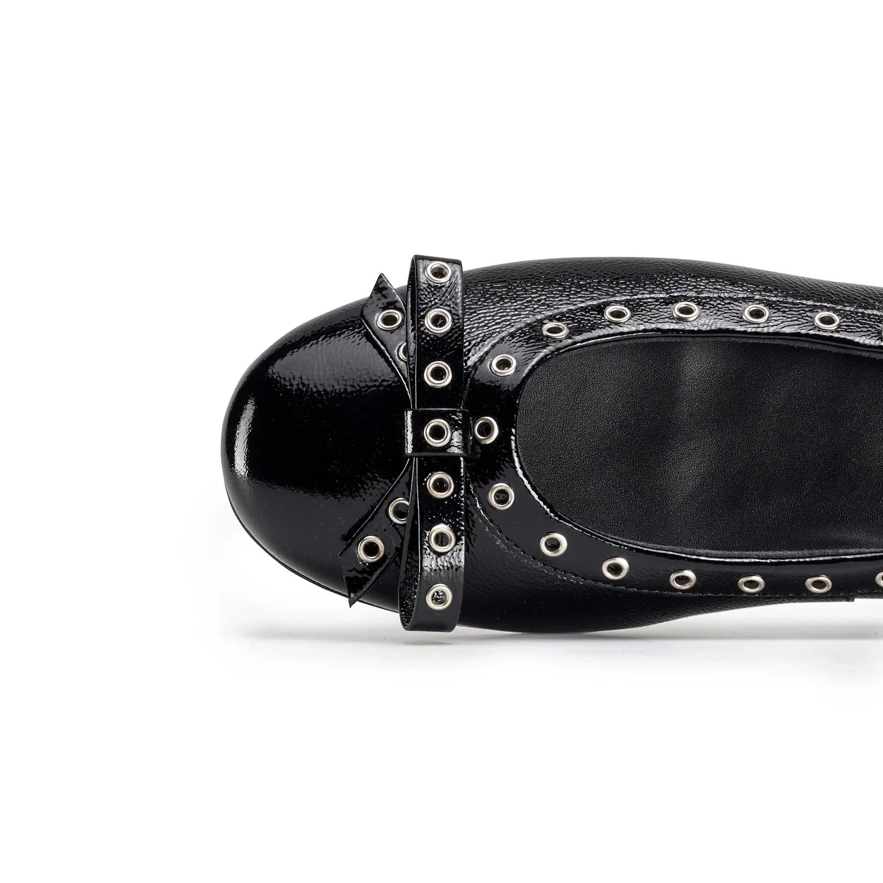 Chrissy Flat Black Crinkled Patent