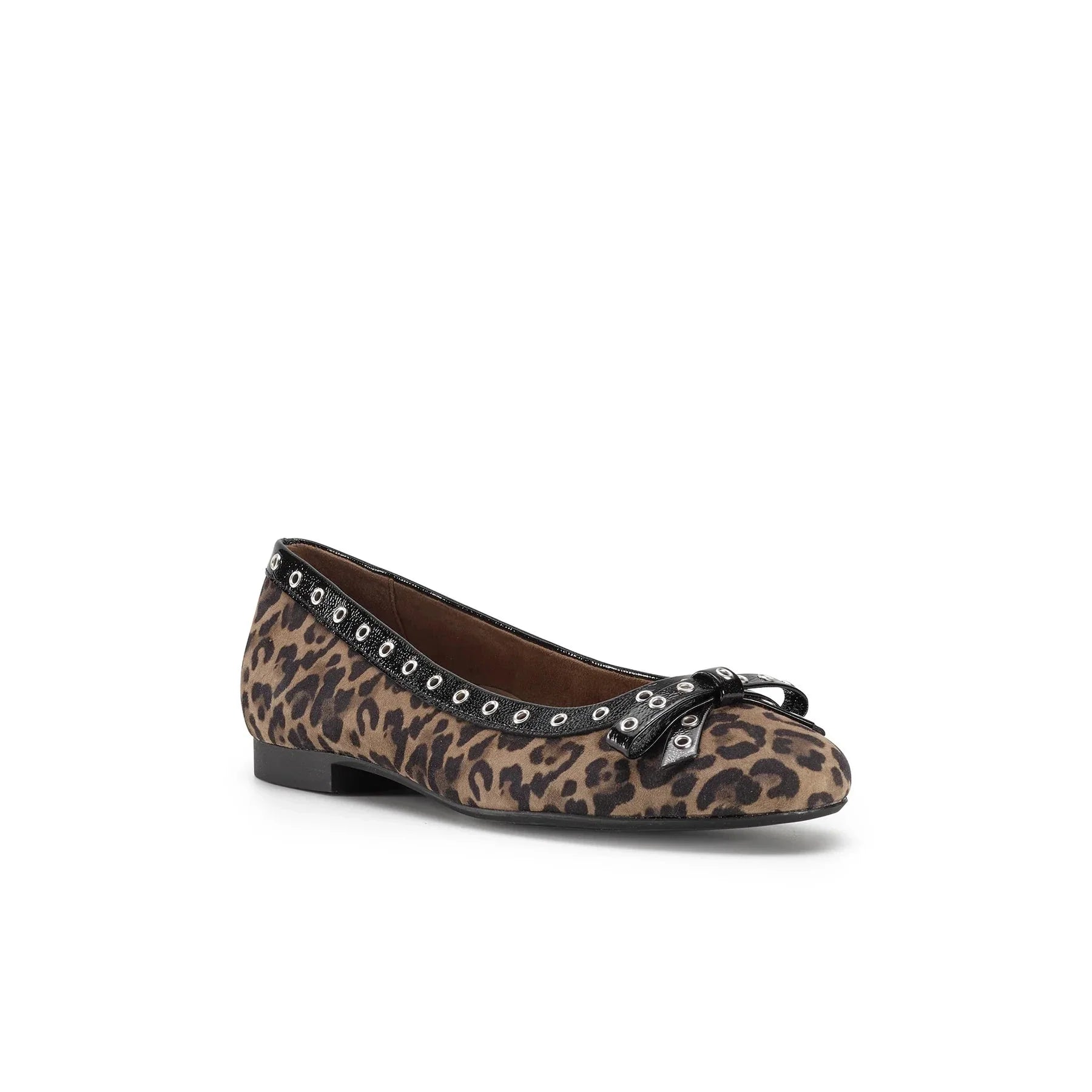Chrissy Flat Sahara Black Leo Crinkled Patent