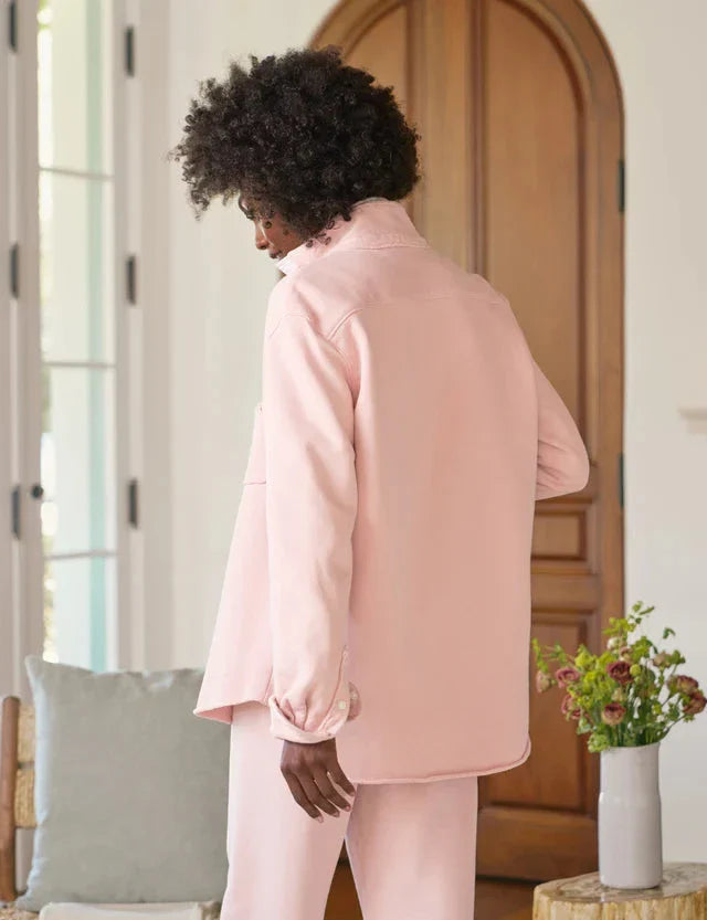 Eileen Triple Fleece Relaxed Button Up Shirt Antique Pink