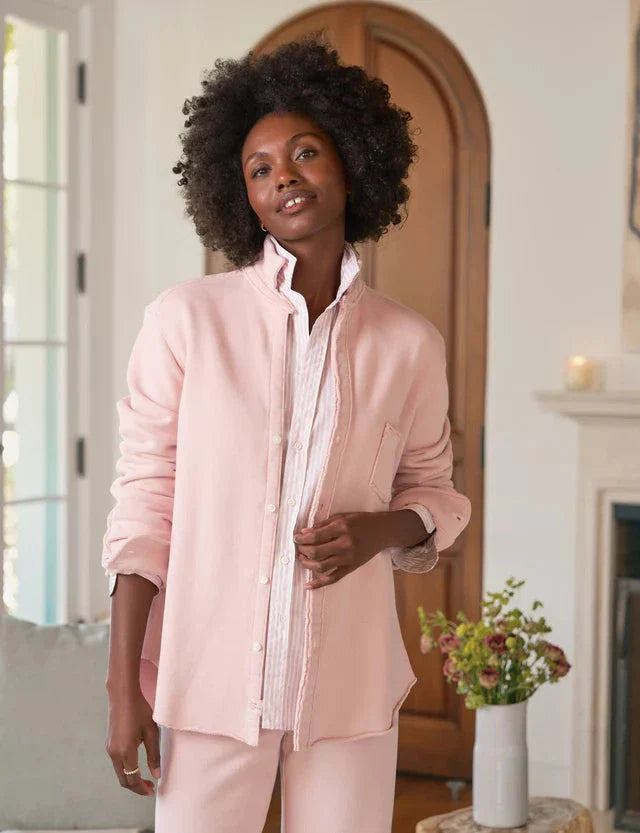 Eileen Triple Fleece Relaxed Button Up Shirt Antique Pink