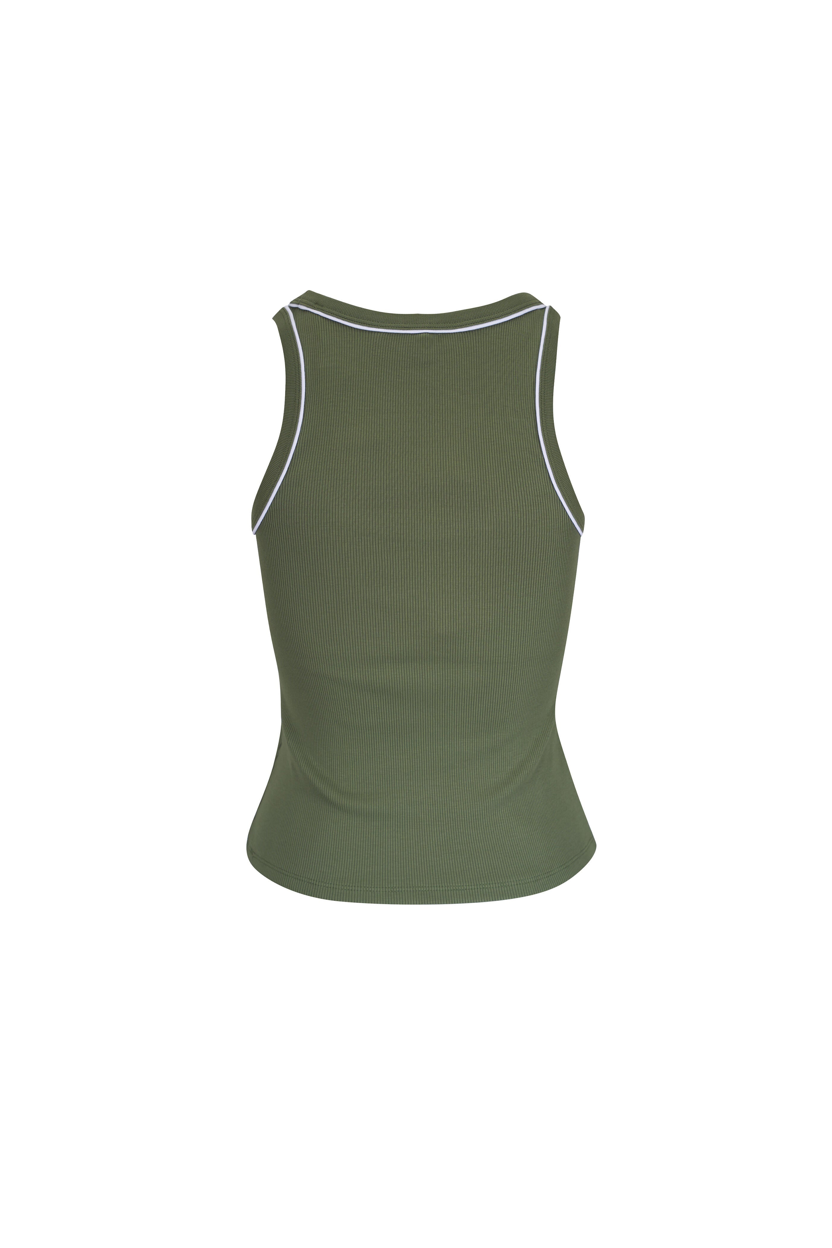 Birke Tank with Contrast Piping Stone Army