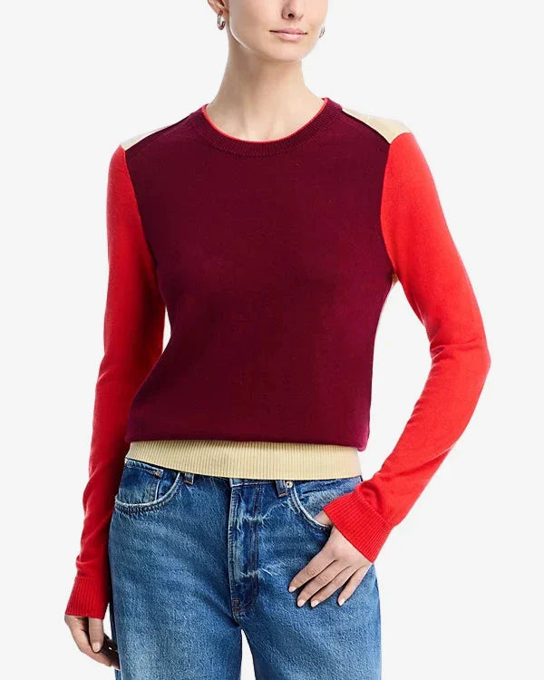 Taron Colorblock Crew Burgundy Multi