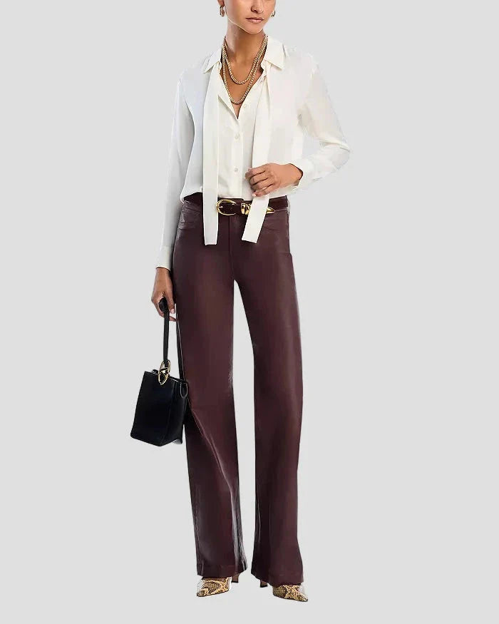 Scottie Coated Wide Leg Jean Chocolate