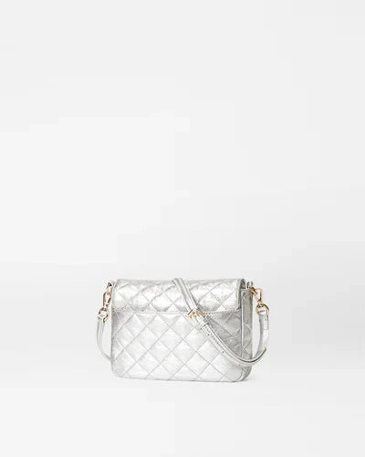 Small Crosby Lock Crossbody Silver Metallic Leather