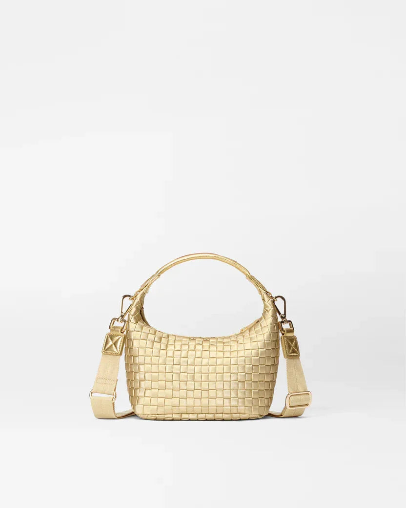 Mini Woven Hobo Light Gold Pearl Metallic