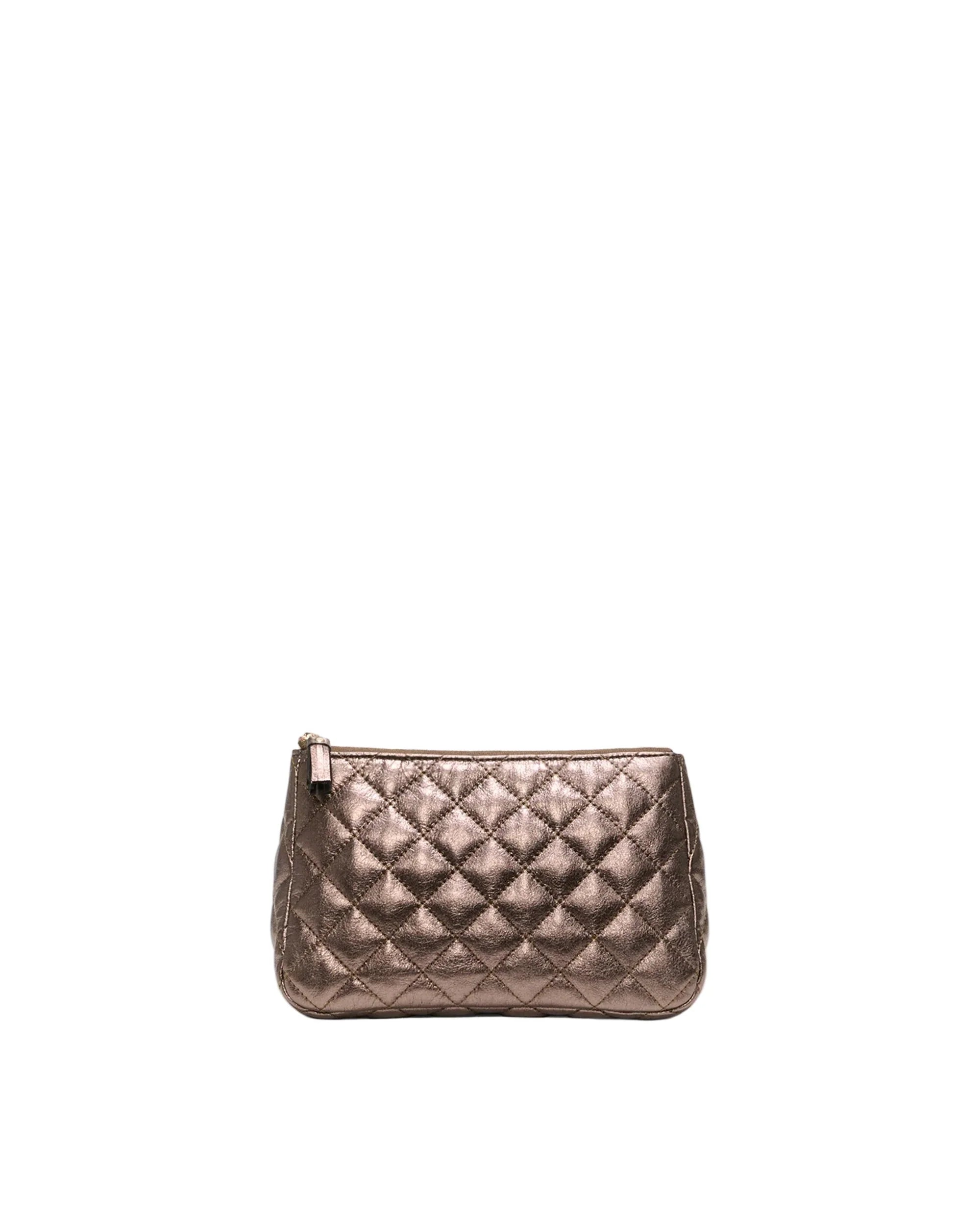 Medium Luna Cosmetic Espresso Metallic Leather
