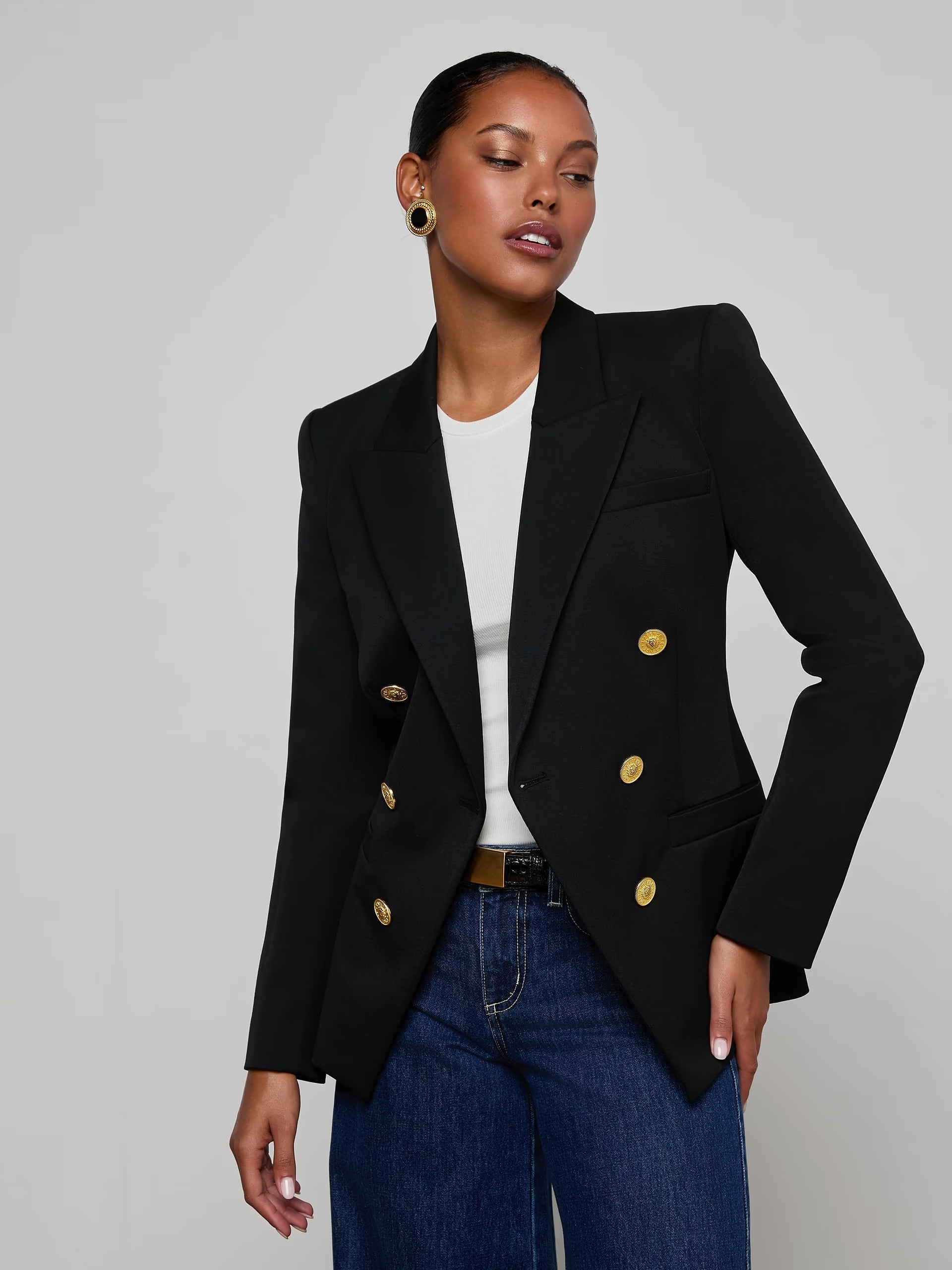 Kyomi Double-Breasted Blazer Black