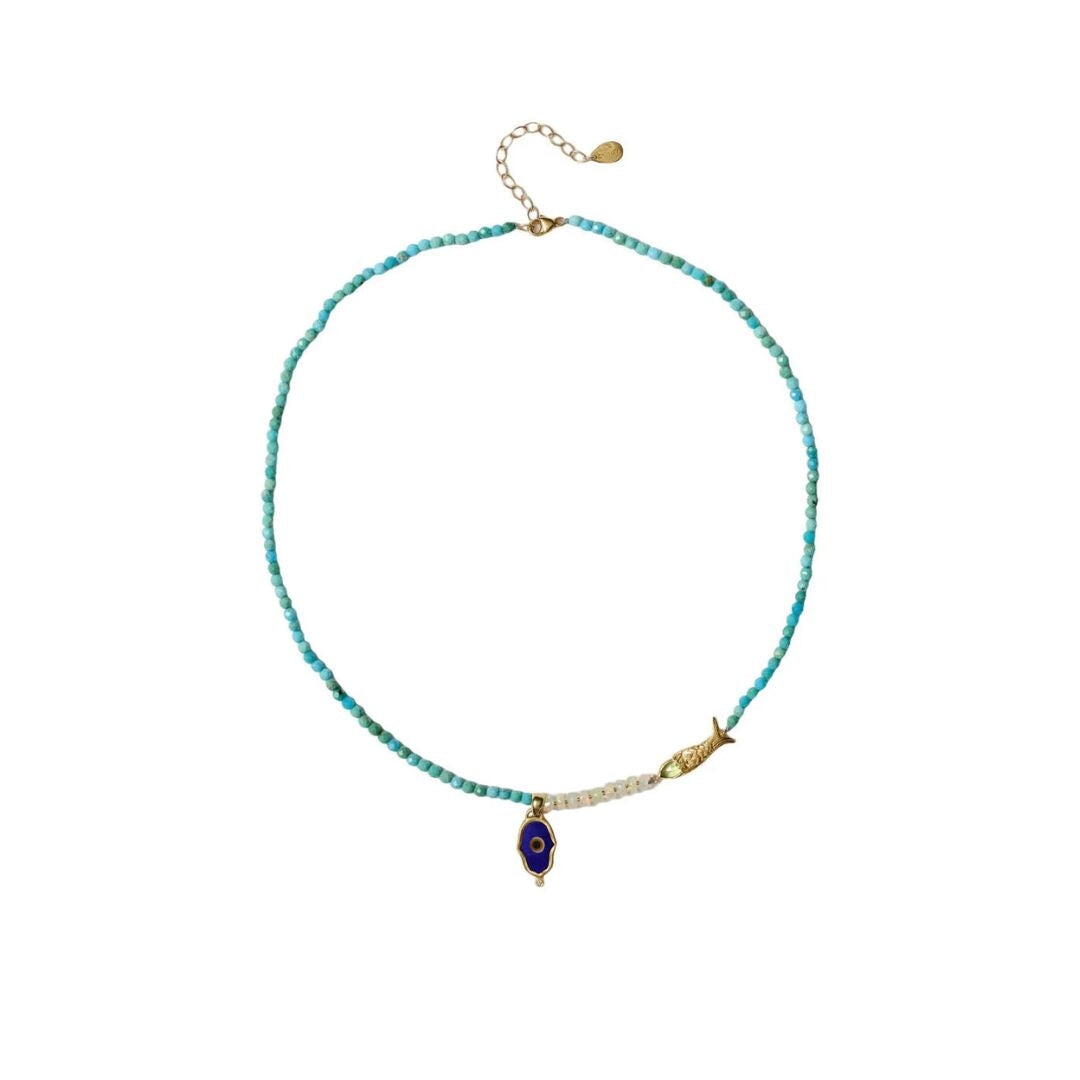 Seed Bead Necklace Turquoise Mix
