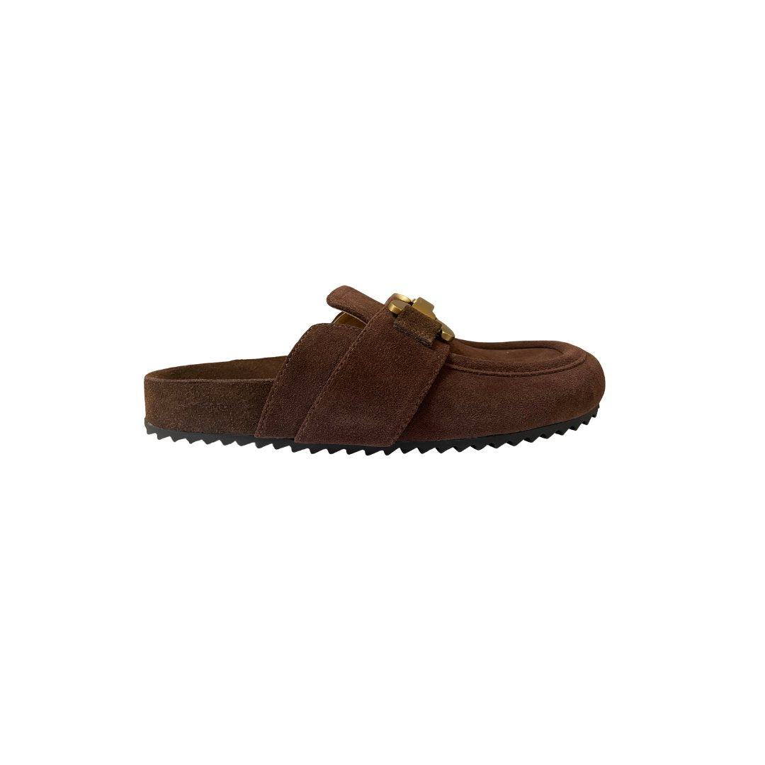 Mule Slippers Cow Suede Brown
