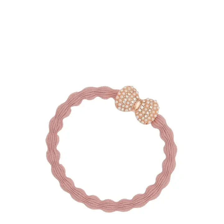 Bling Bow Hair Tie Champagne Pink