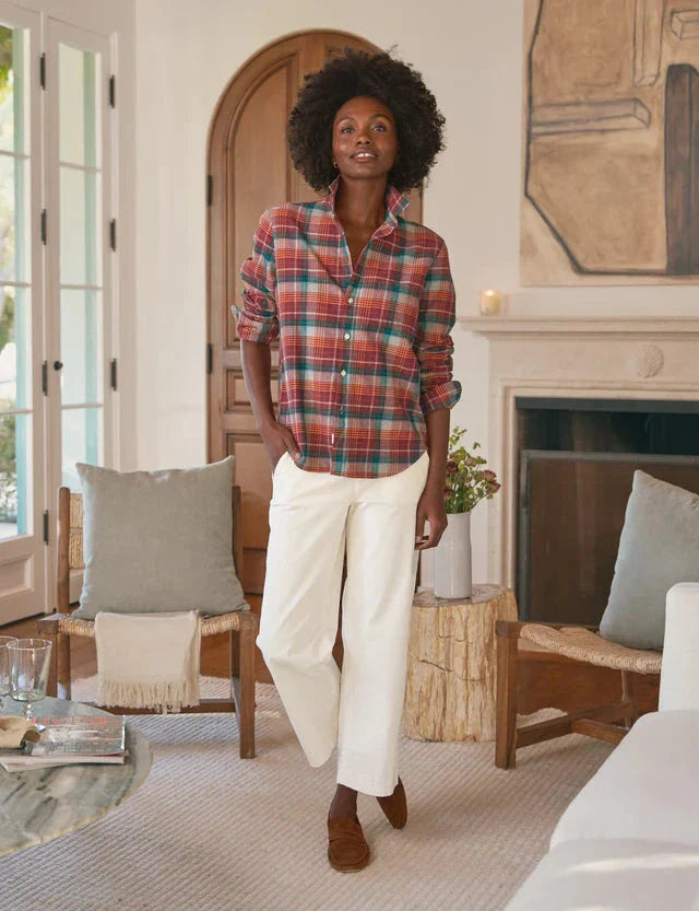 Eileen Relaxed Button Up Shirt Wine/Green Plaid