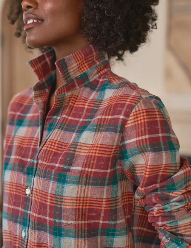 Eileen Relaxed Button Up Shirt Wine/Green Plaid