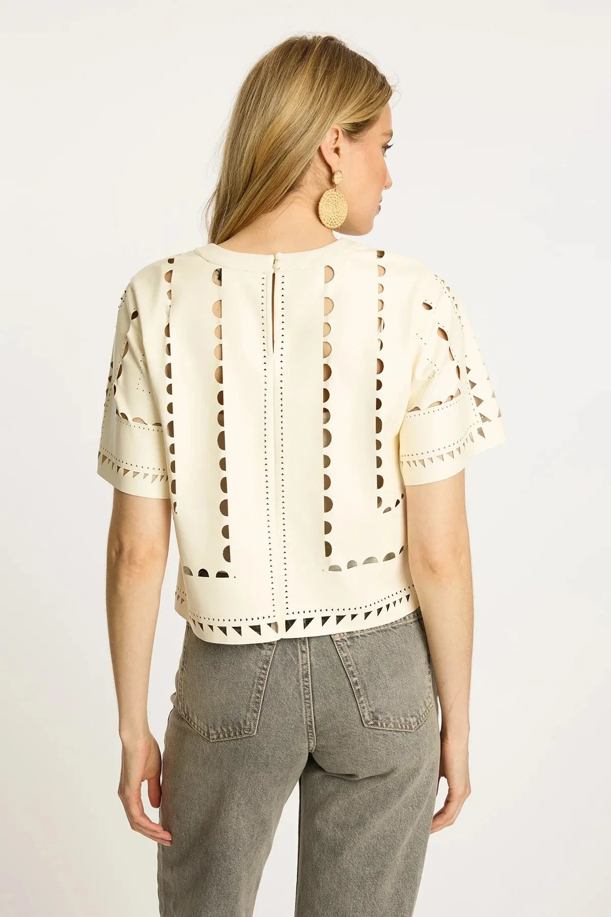 Anisa Top Antique White Vegan Leather