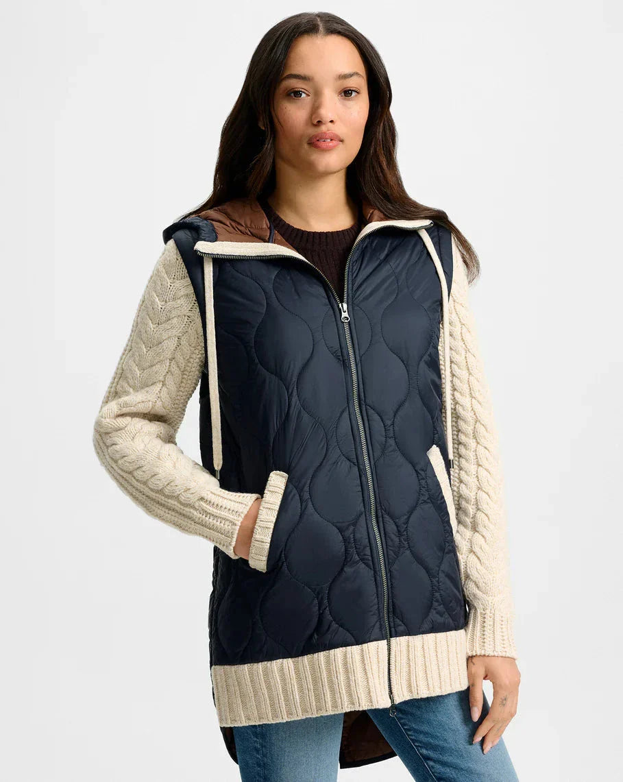 Barrows Knit Sleeve Quilted Jacket Navy/Heathered Sand