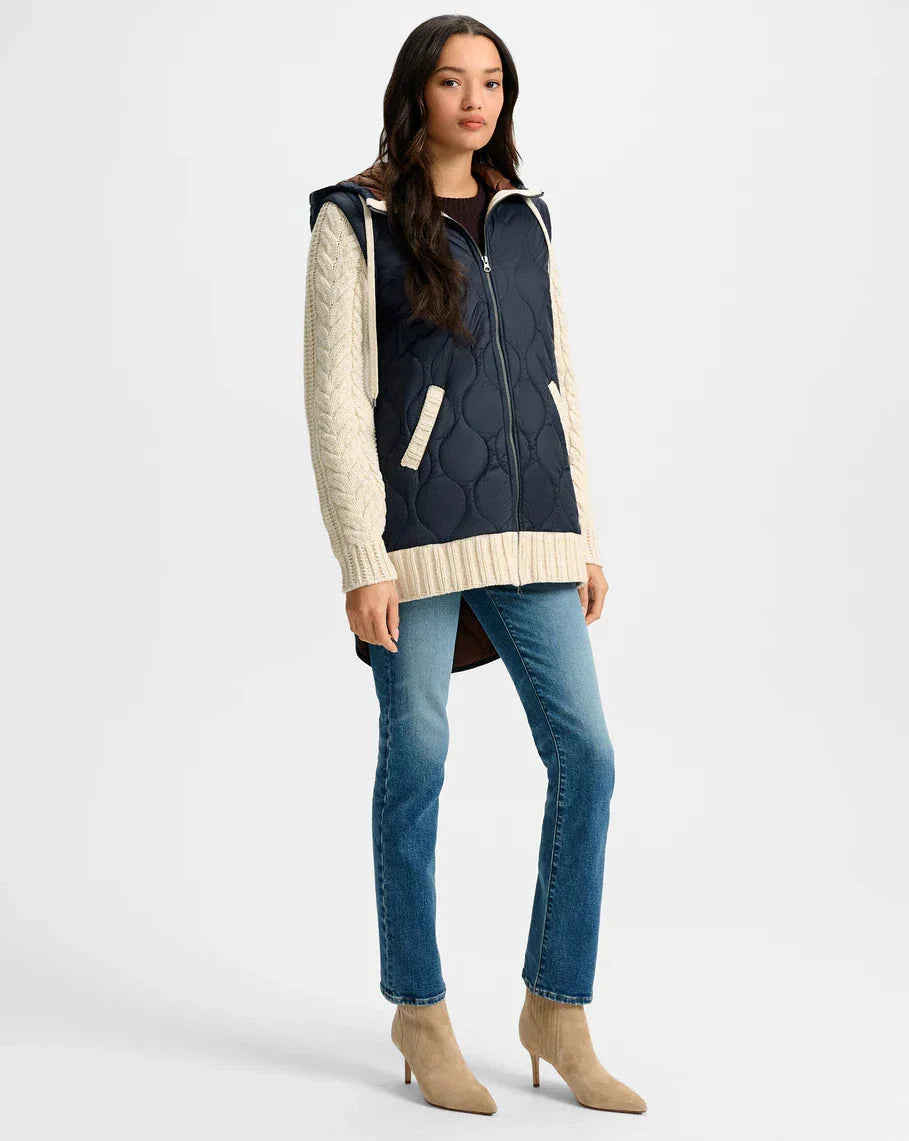 Barrows Knit Sleeve Quilted Jacket Navy/Heathered Sand