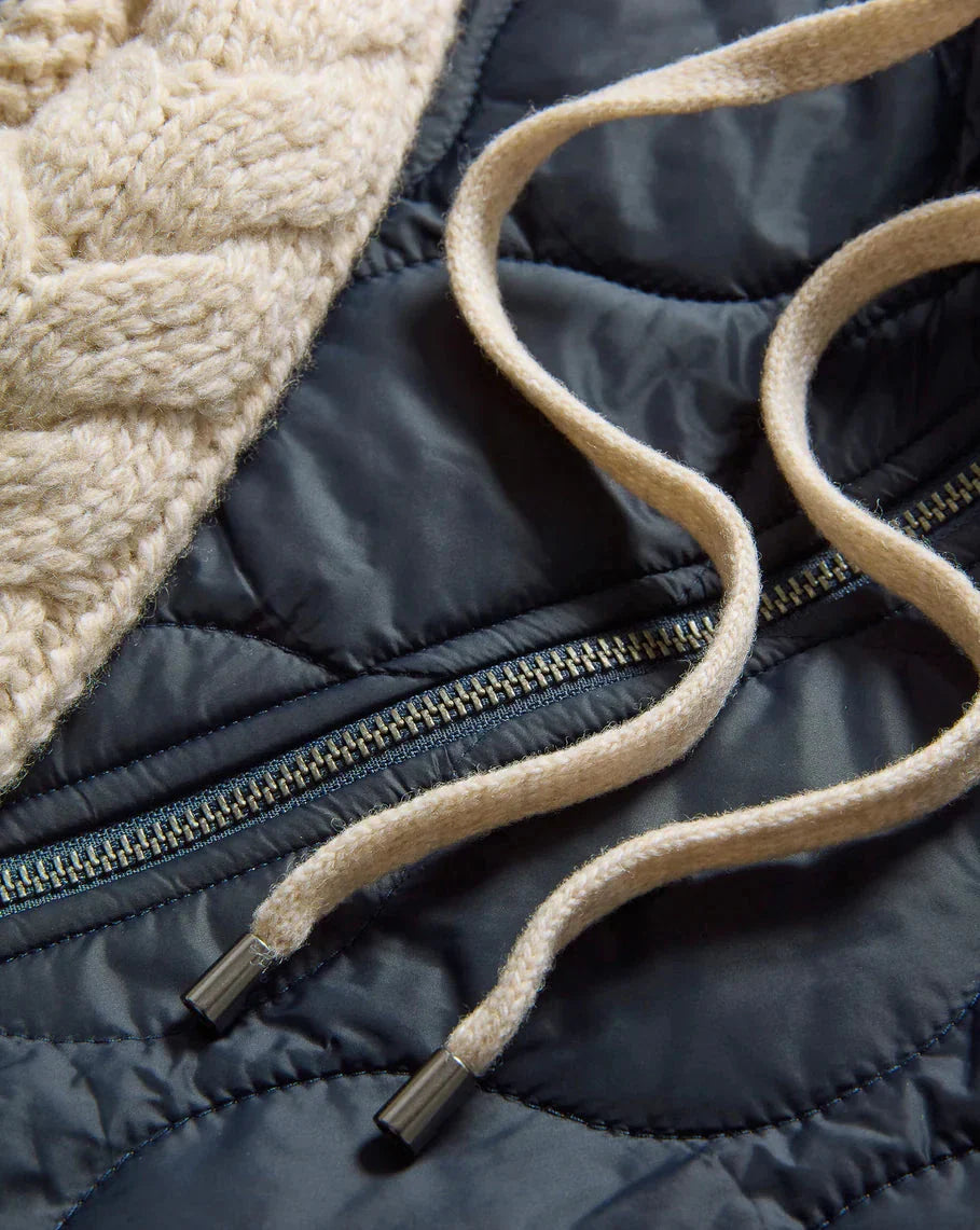 Barrows Knit Sleeve Quilted Jacket Navy/Heathered Sand
