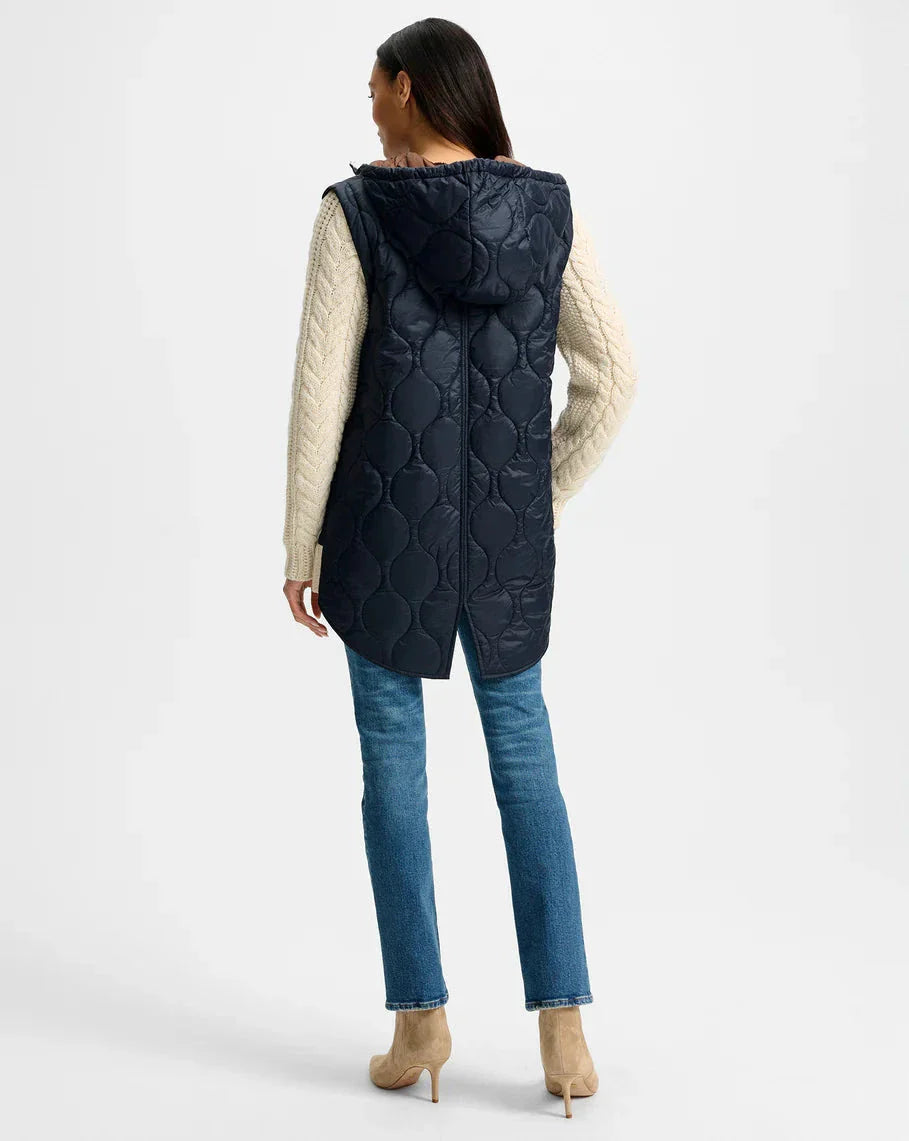 Barrows Knit Sleeve Quilted Jacket Navy/Heathered Sand