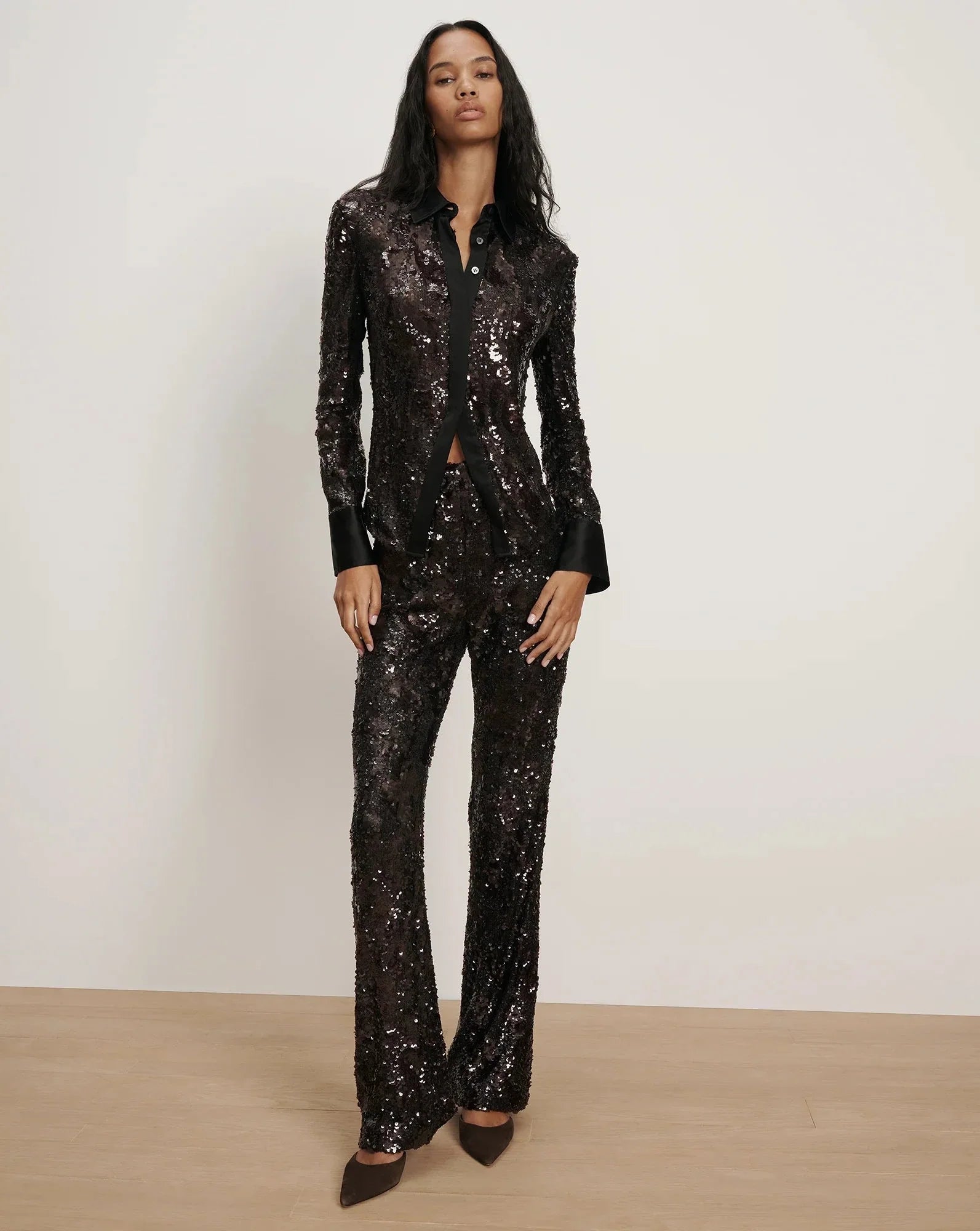 Collier Sequin Skiny-Flare Pant Dark Currant