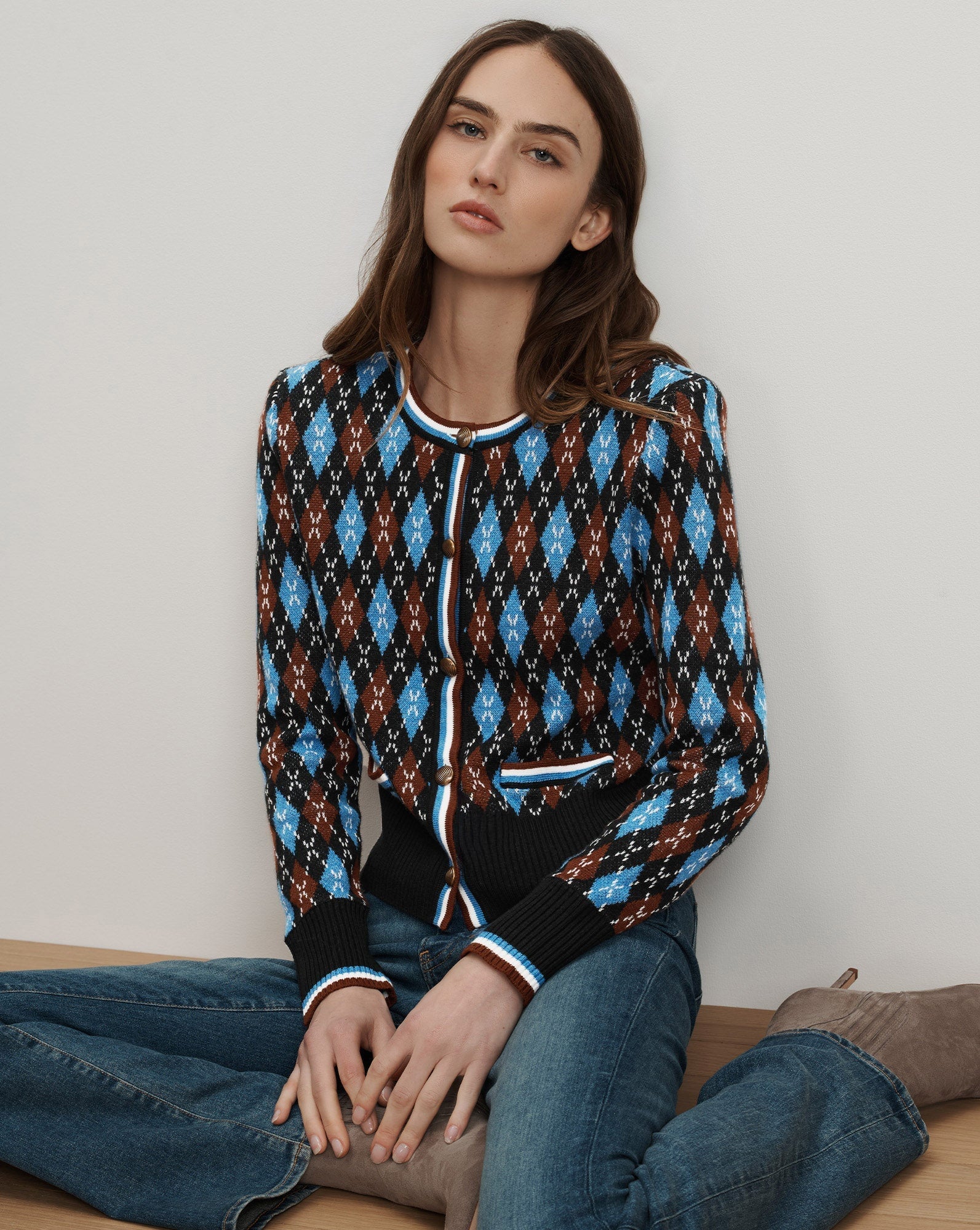 Sylvane Argyle Cardigan Black Multi