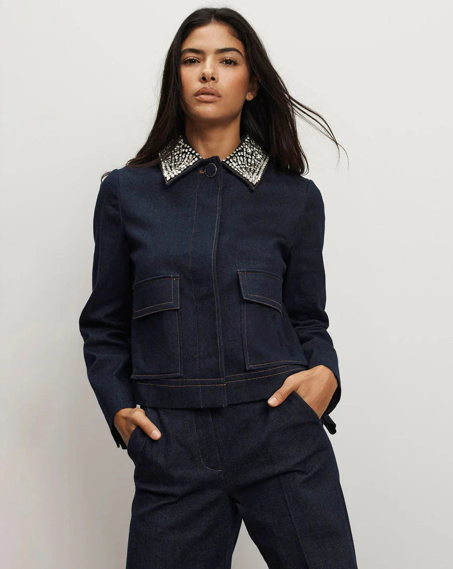 Barrington Embellished Denim Jacket Midnight Wash