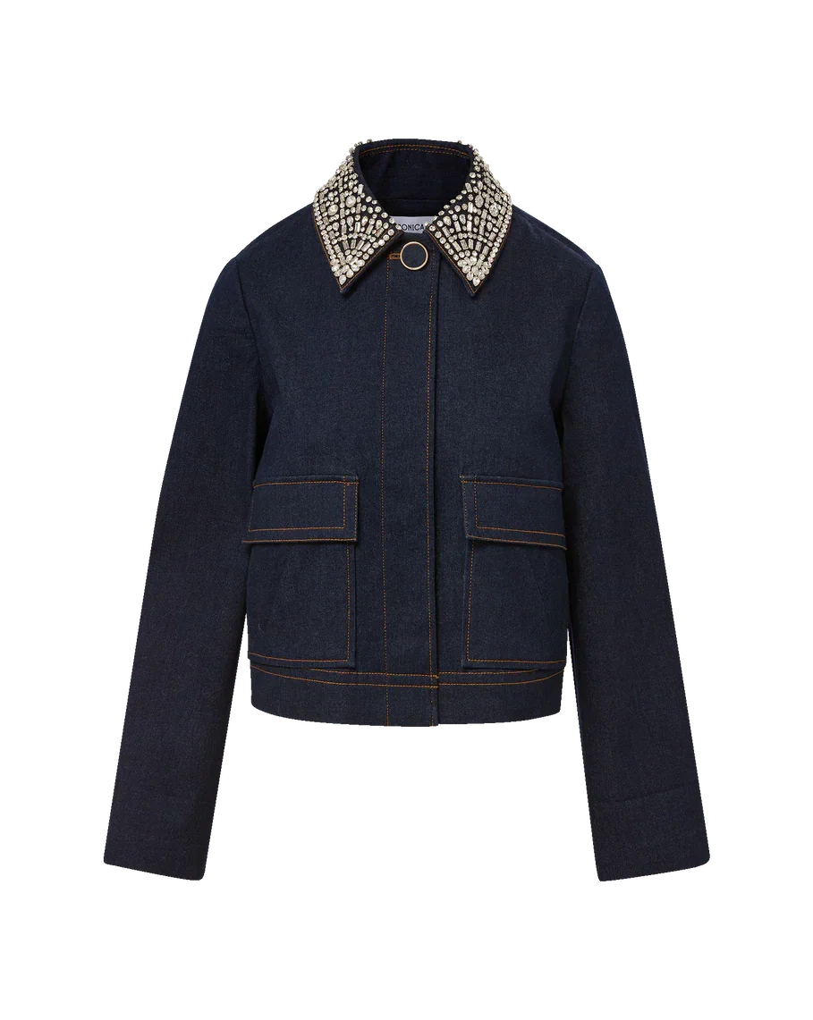 Barrington Embellished Denim Jacket Midnight Wash