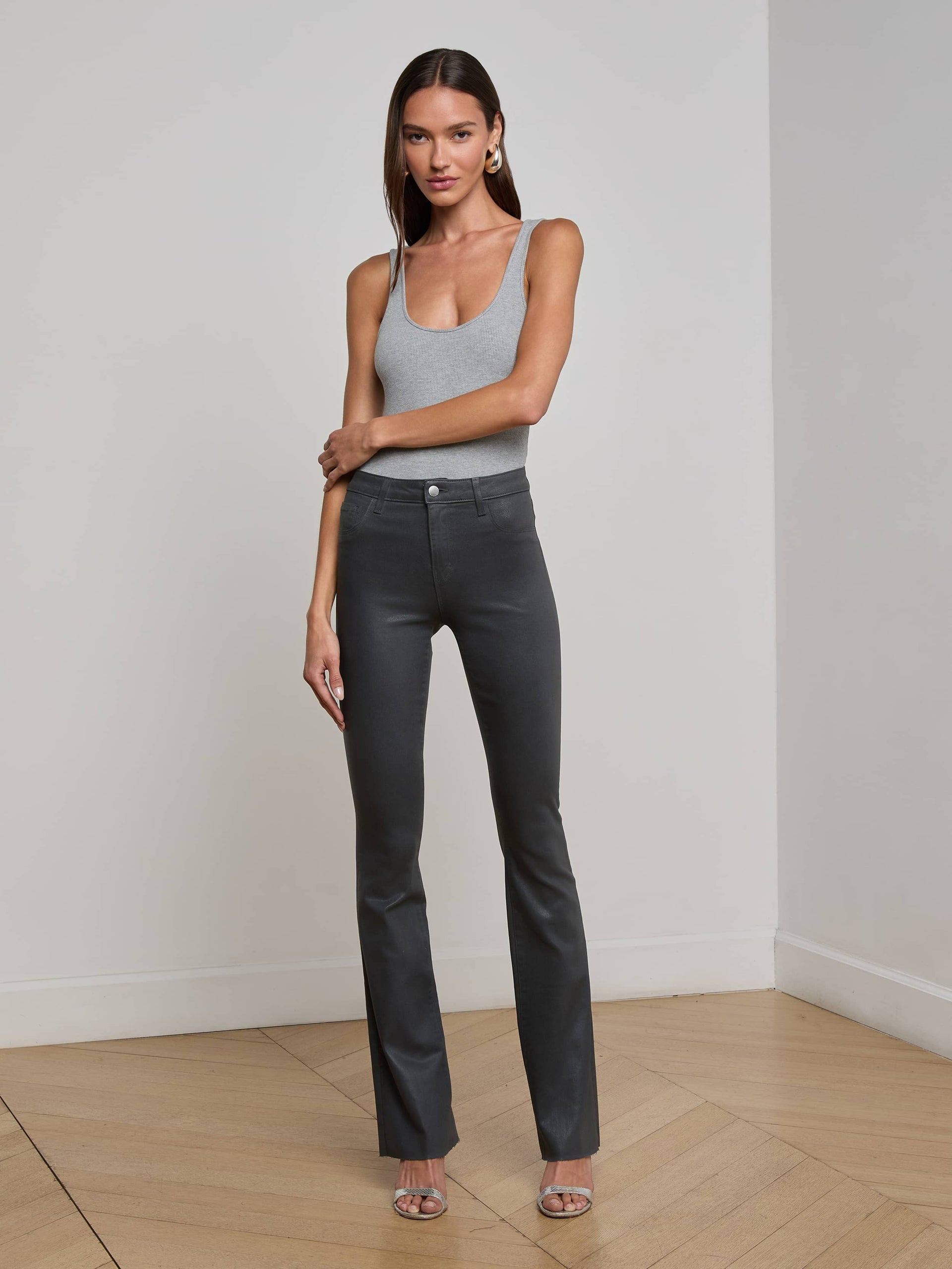 Ruth Coated Straight Leg Jean Slate Grey