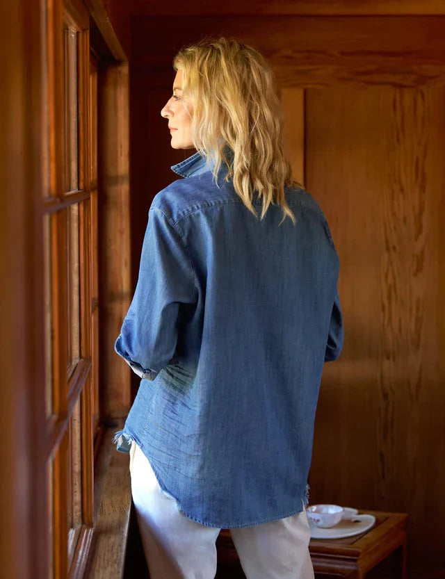 Eileen Relaxed Button Up Shirt Vintage Stonewashed Indigo