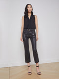 Kendra Coated Crop Flare Jean Noir
