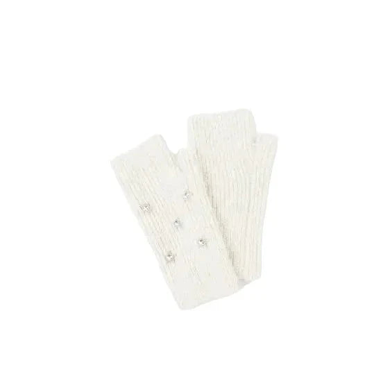 Star Embellished Angora Mittens Ivory