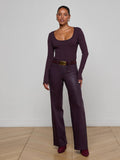 Scottie Coated Wide-Leg Jean Dark Malbec