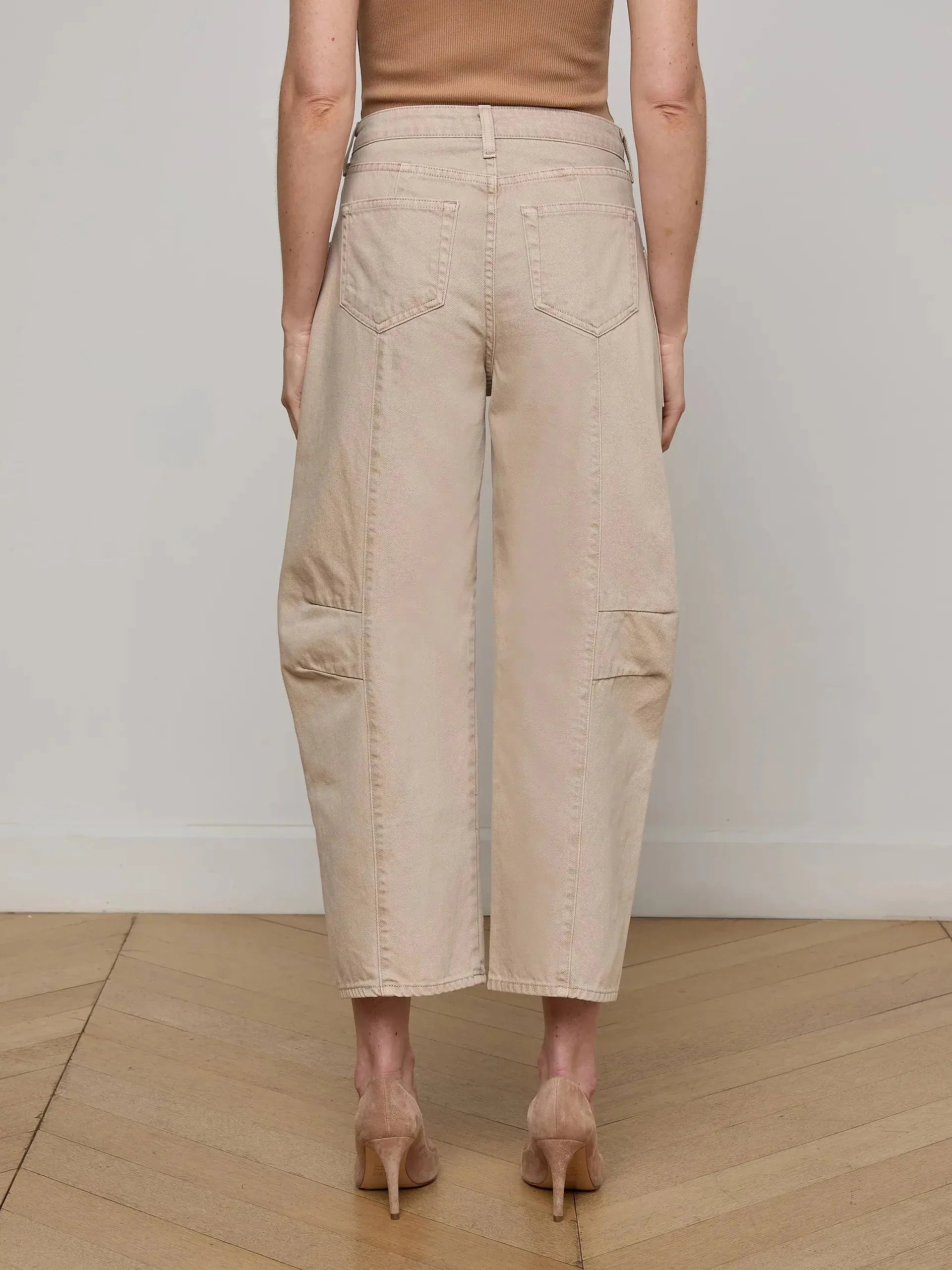 Cody Cropped Barrel-Leg Jean Biscuit