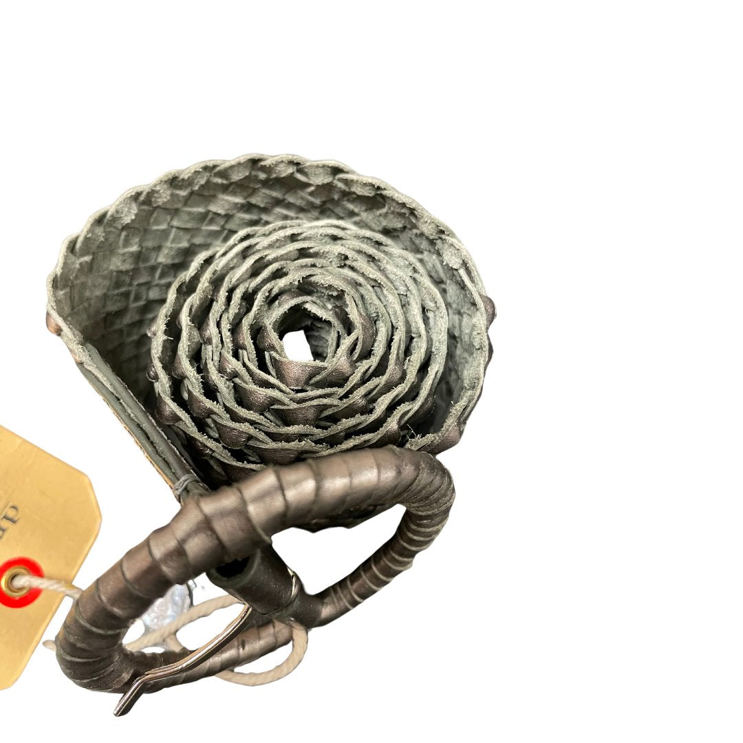Wrapped Leather Belt Circle Buckle Covert Foil