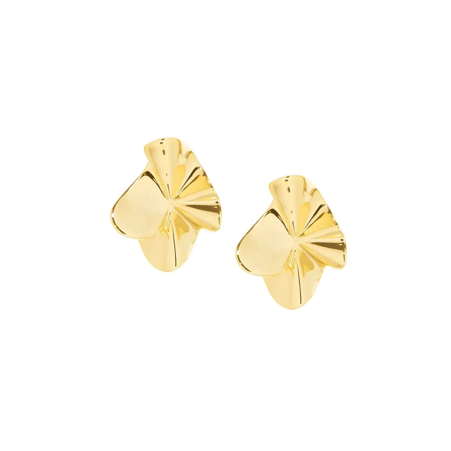Textured Wave Button Earring