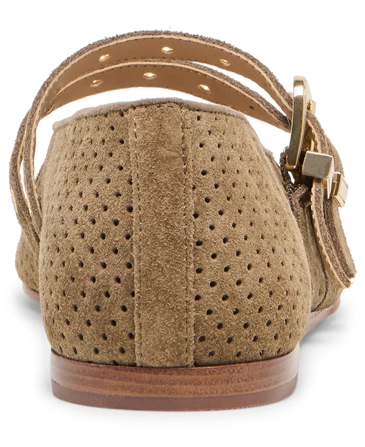 Baylee Grommet Ballet Flat Olive Perforated Suede