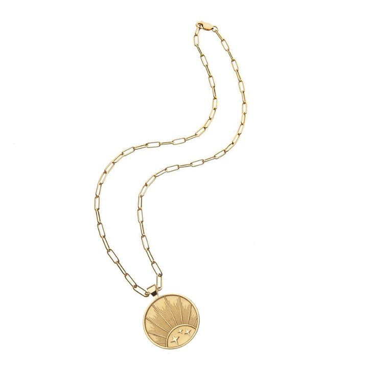 Strong Original Pendant Coin Rising Sun 18" Drawn Link