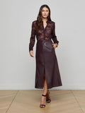 Robin Vegan Leather Midi Skirt Dark Malbec