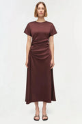 Marabella Satin Midi Dress Mahogany