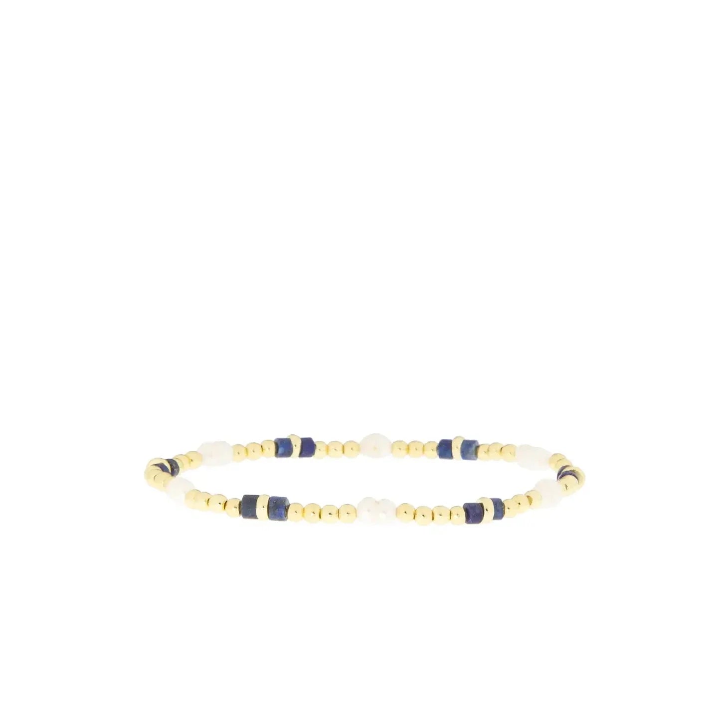 Gold/Lapis Pearl & Ball Stretch Bracelet