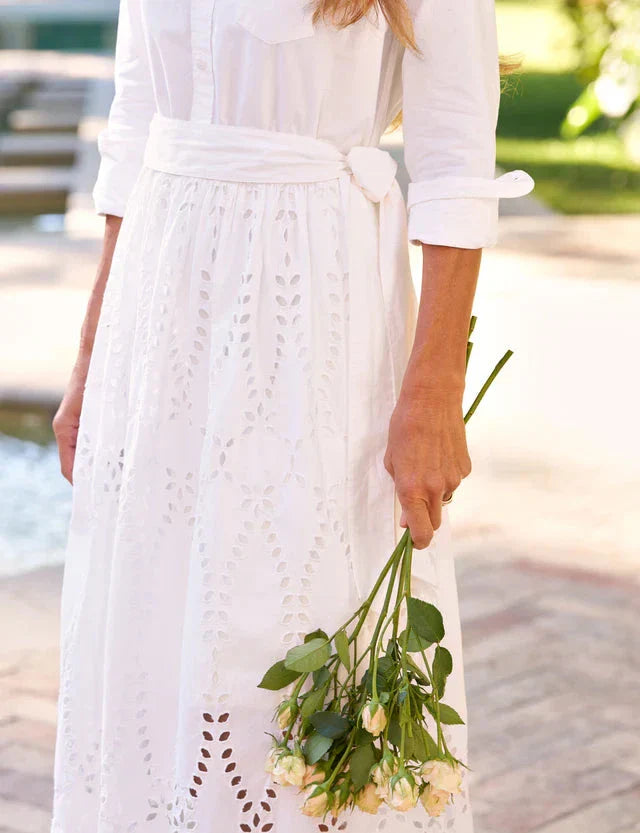 Grace Midi Eyelet Dress White