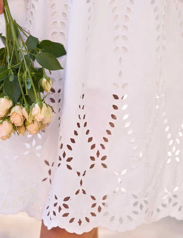 Grace Midi Eyelet Dress White