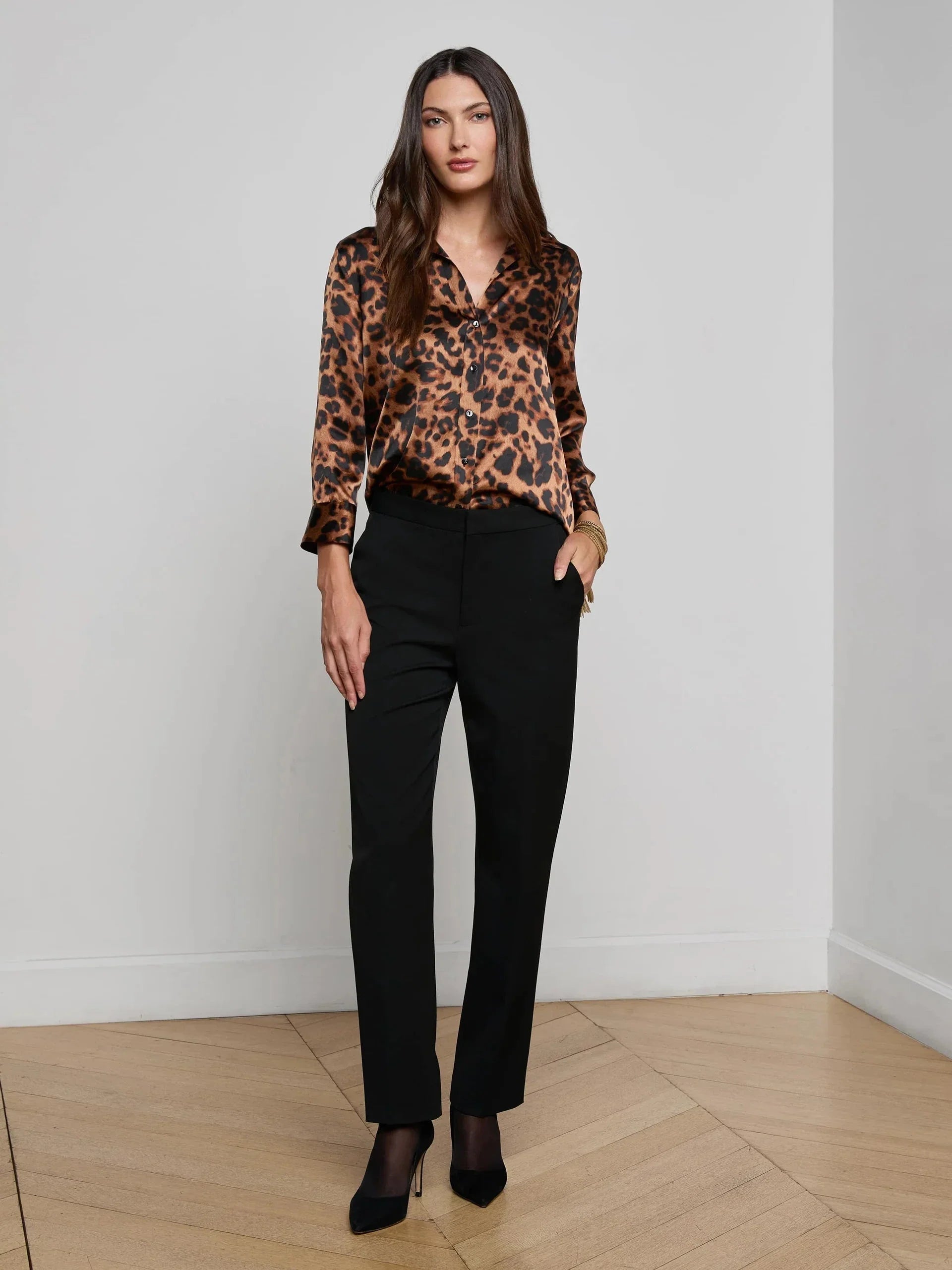 Dani Silk Blouse Brown Multi Amur Leopard