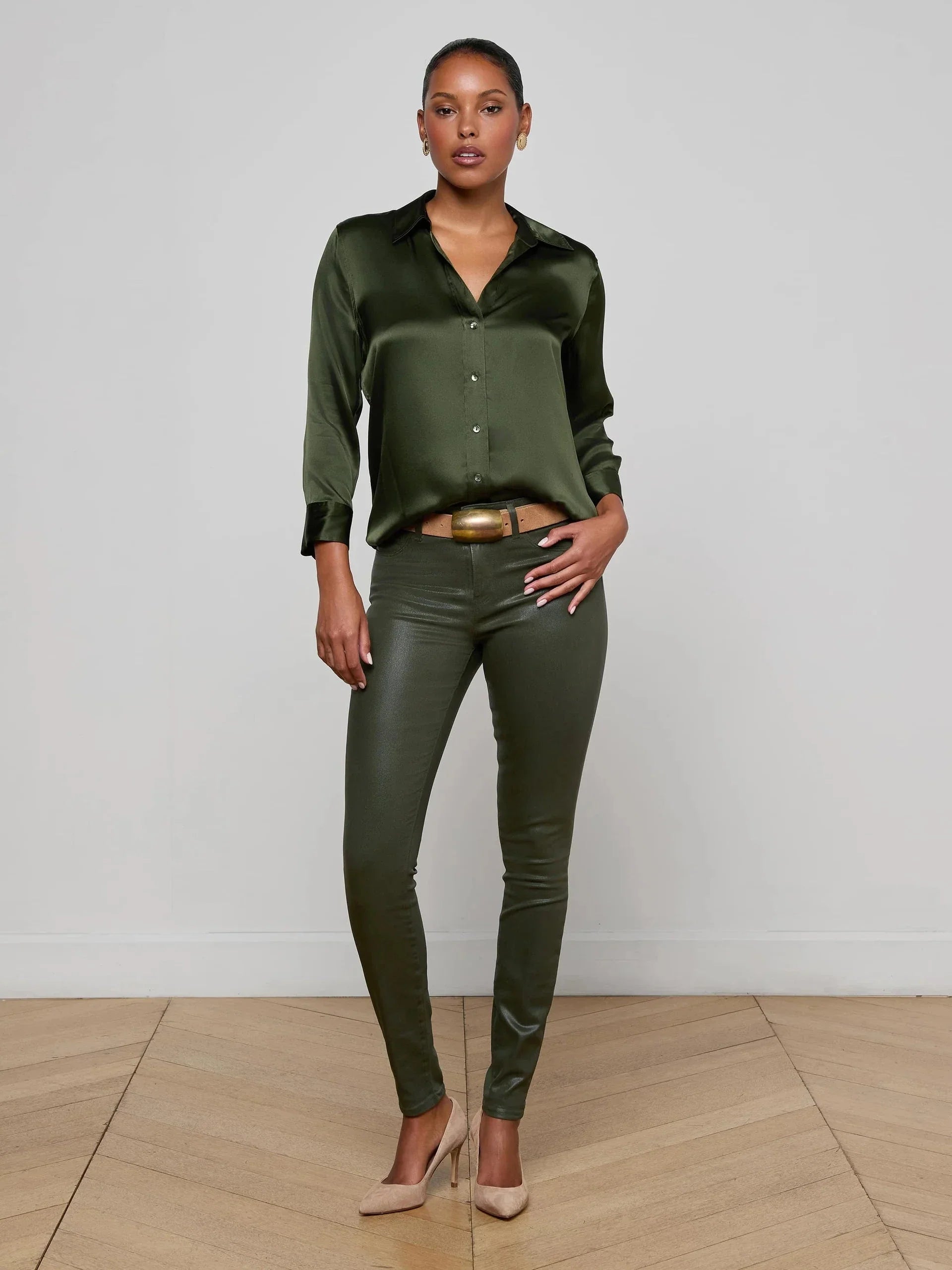 Dani Silk Blouse Deep Olive