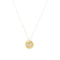 Pavé Butterfly Etched Disk Paperclip Necklace